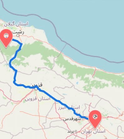  فاصله تهران تا فومن چقدر است