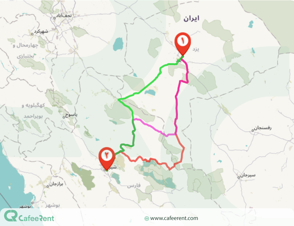 مسیر دسترسی به شهر شیراز